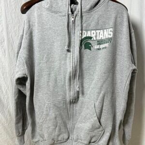 Grey and green Michigan State Spartans zip up hoodie XL #Spartans #MichiganState